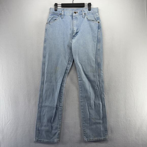 Vintage Wrangler Fits 30x33 Blue Light Wash Cowboy Rancher Straight Western Y2K - Picture 2 of 13